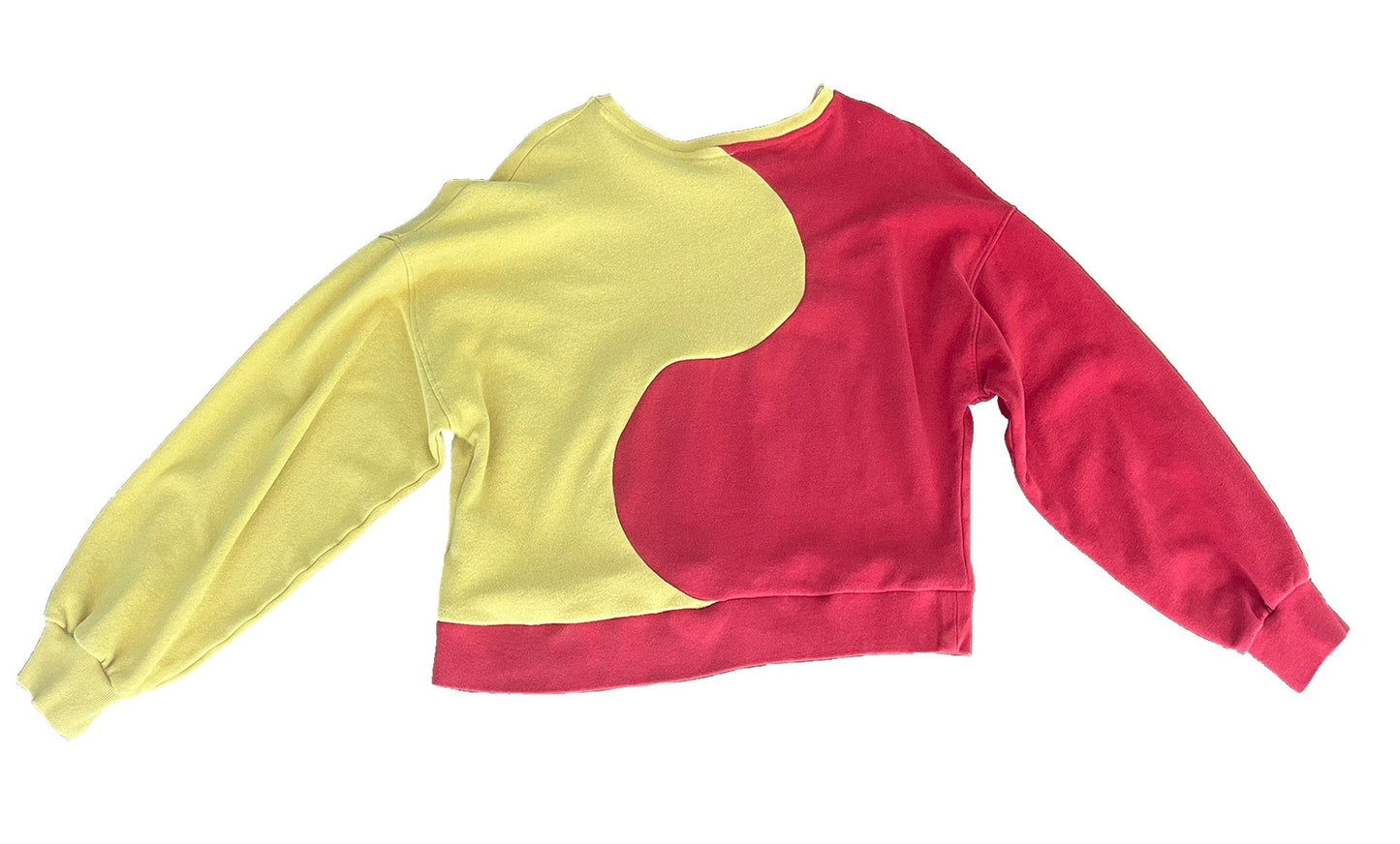 Upcycled Red and Yellow Long Sleeve Sweater Yin Yang Design