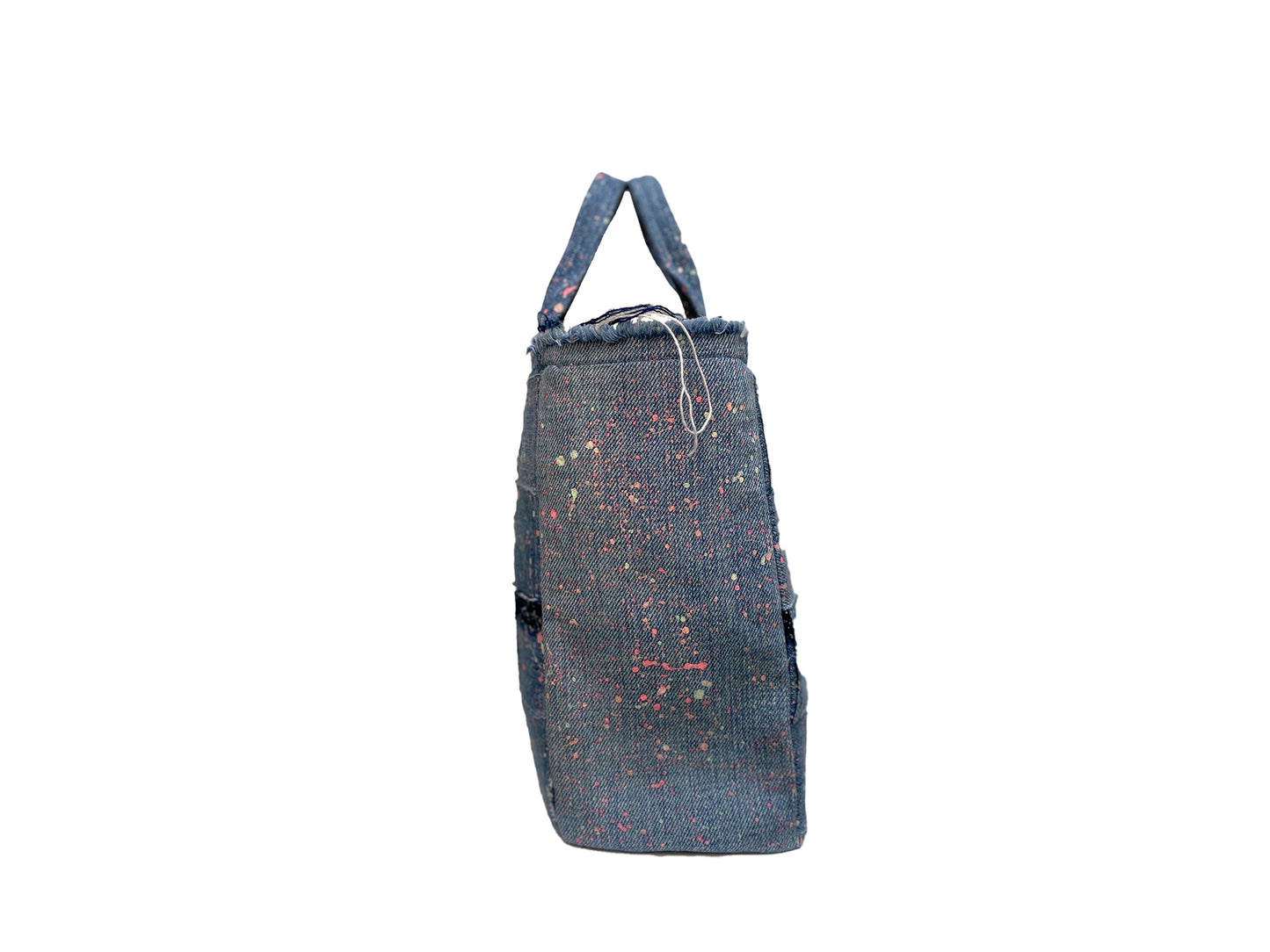Upcycled Woven Denim Glow in the Dark Top Handle Tote