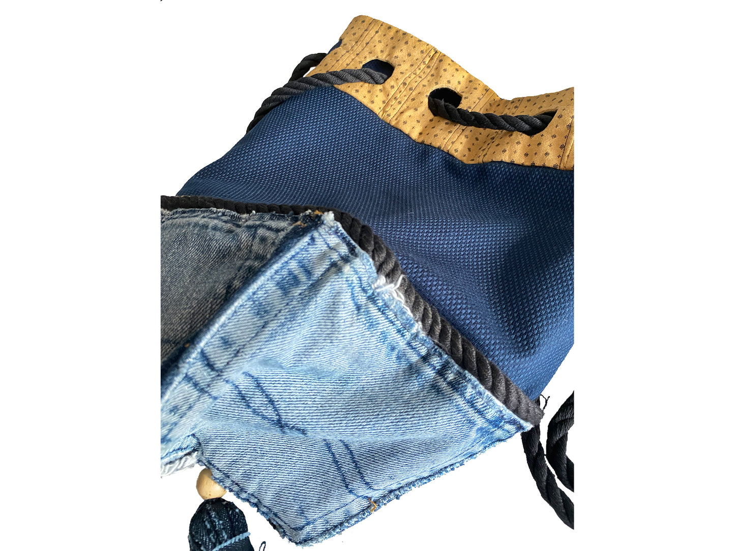 Upcycled denim pocket distressed hobo slouch bag