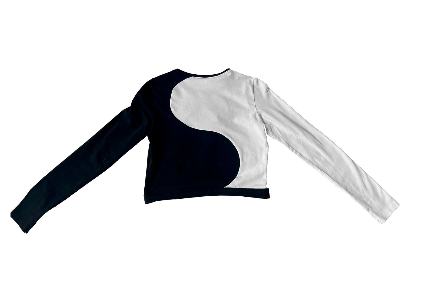 Upcycled Long Sleeve Black and White Mid Drift Yin Yang