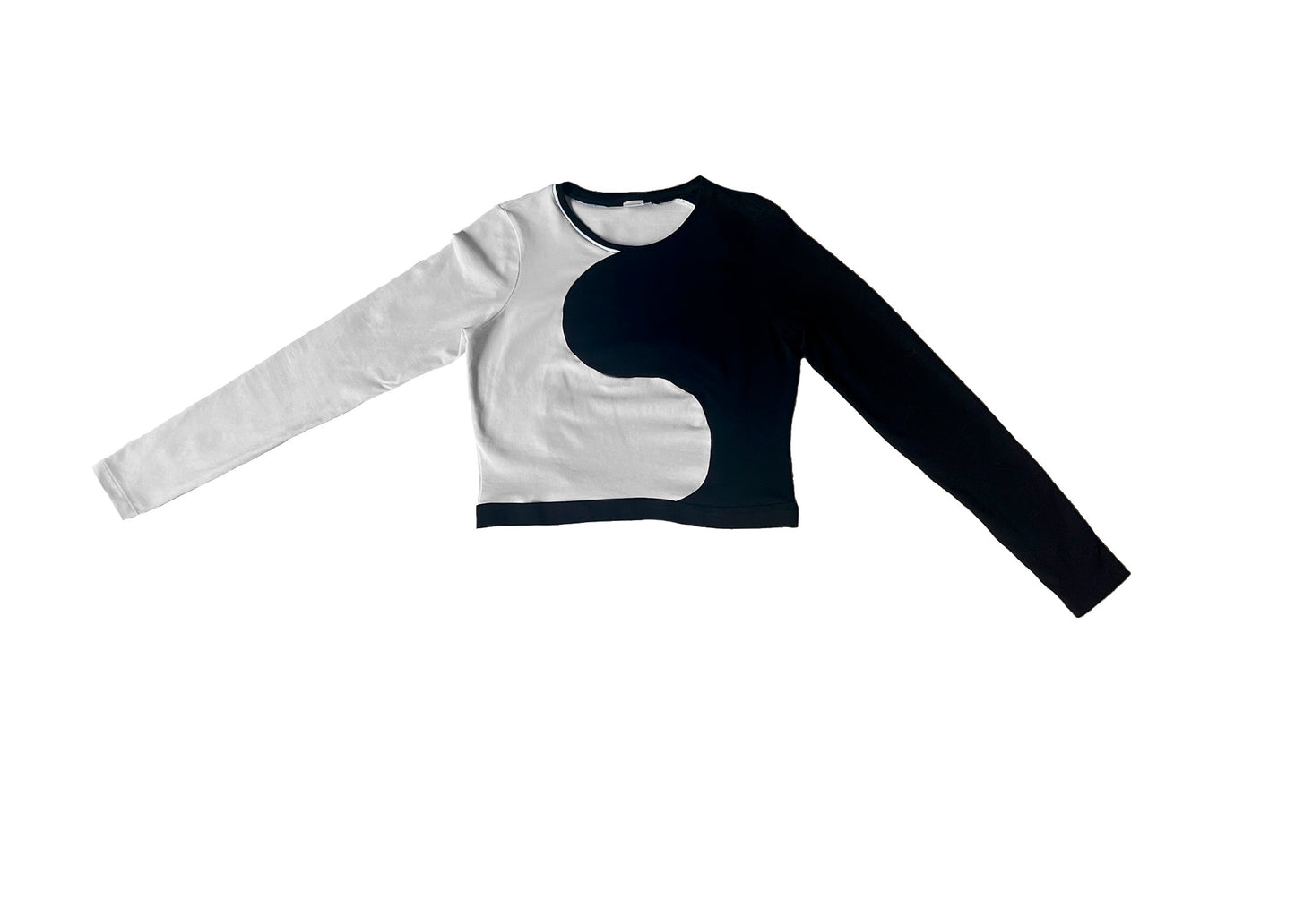 Upcycled Long Sleeve Black and White Mid Drift Yin Yang