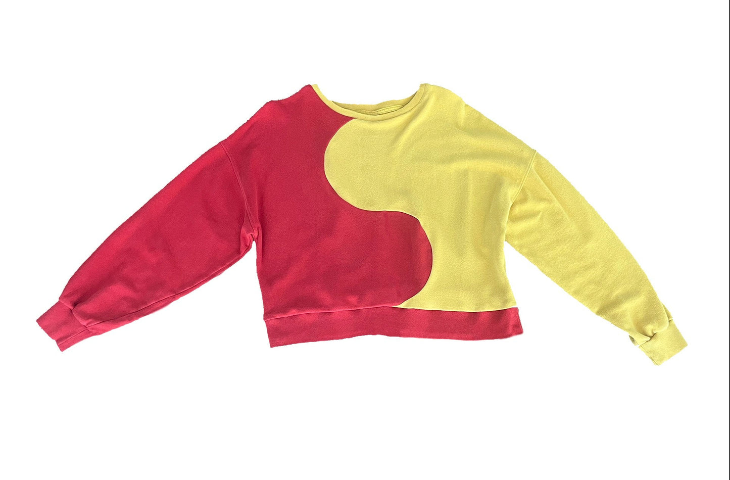 Upcycled Red and Yellow Long Sleeve Sweater Yin Yang Design