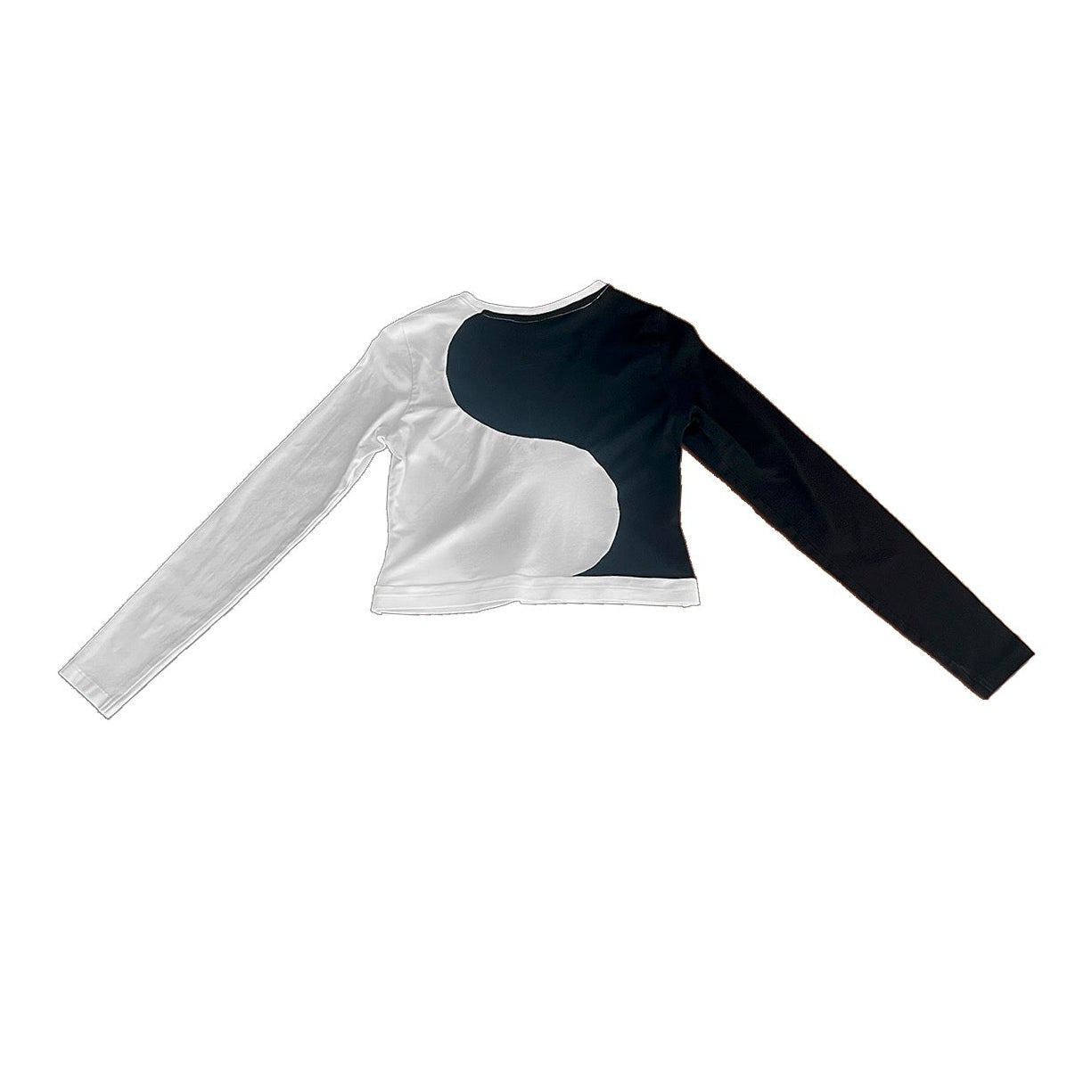 Upcycled Long Sleeve Black and White Mid Drift Yin Yang