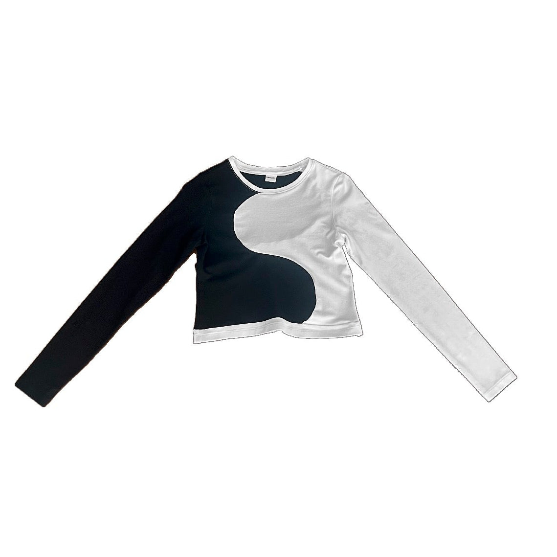 Upcycled Long Sleeve Black and White Mid Drift Yin Yang