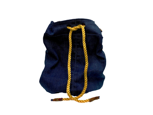 Upcycled Dark Blue Denim Small Pouch Bag for Make up, Tech, Travel, Misc