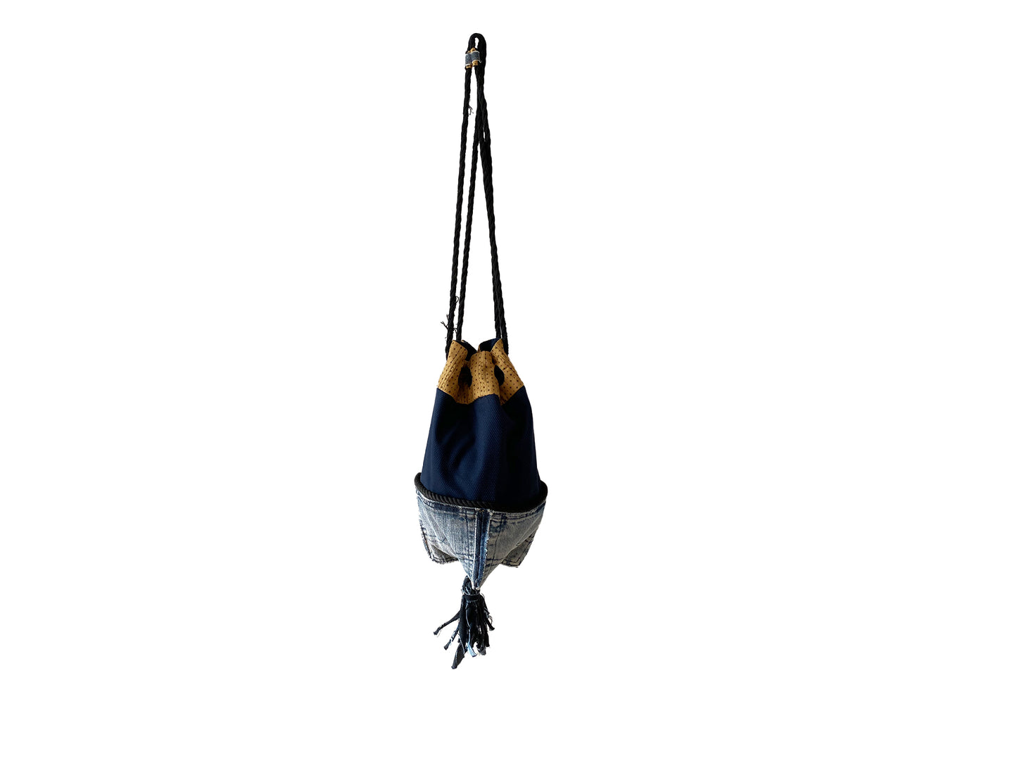 Upcycled denim pocket distressed hobo slouch bag