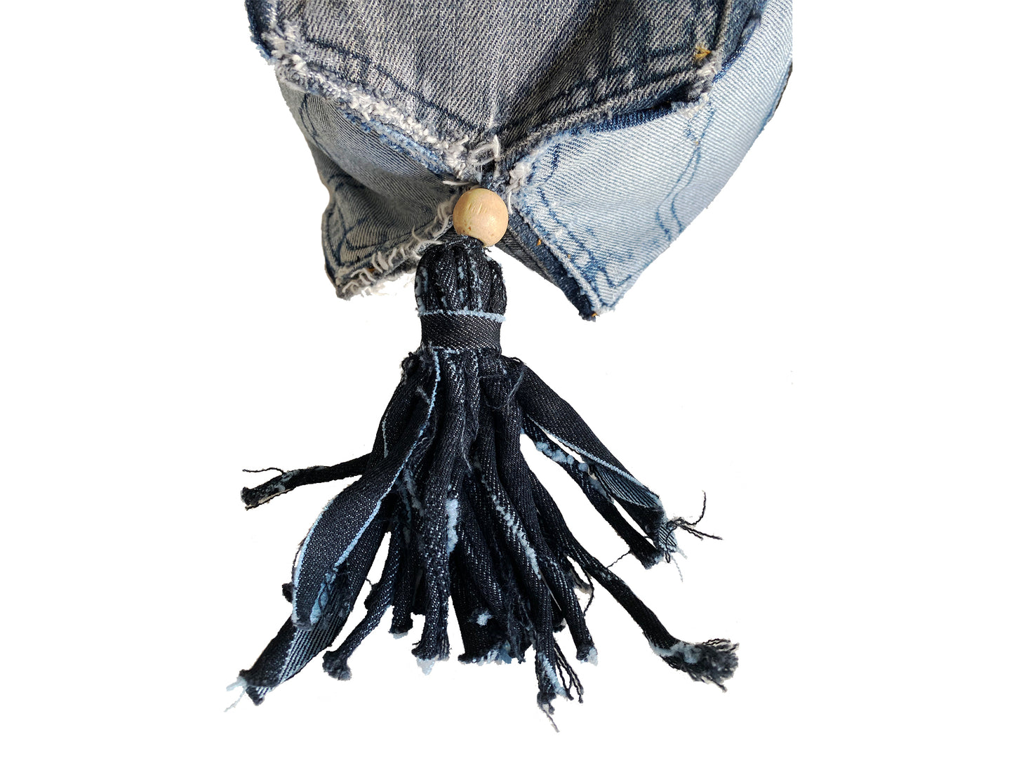 Upcycled denim pocket distressed hobo slouch bag